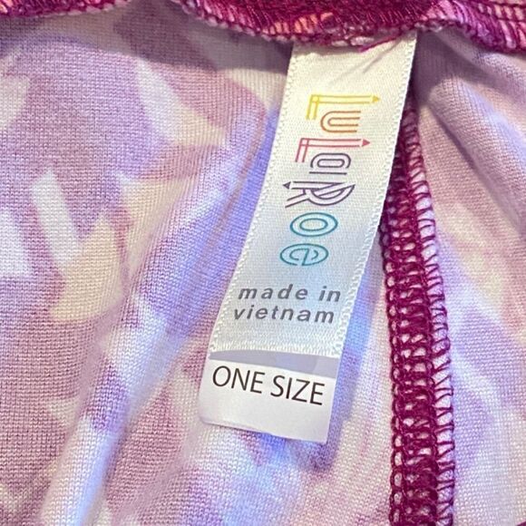 1228 LuLaRoe Leggings Size OS Purple Pink Abstract Print New - Picture 3 of 5